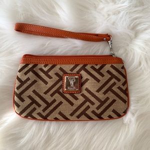 Tiganello Orange Brown Canvas Zipper Wristlet